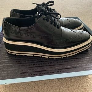 Prada platform leather brogue oxfords